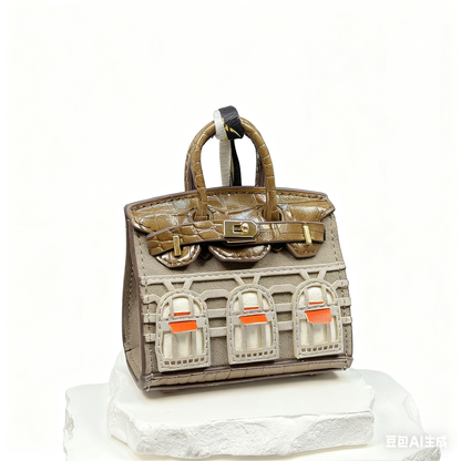 Mini House-Shaped Protective Case for Wireless Earbuds, Keys, and Small Items - Dual-Use Keychain Pouch with Fun Cartoon Print