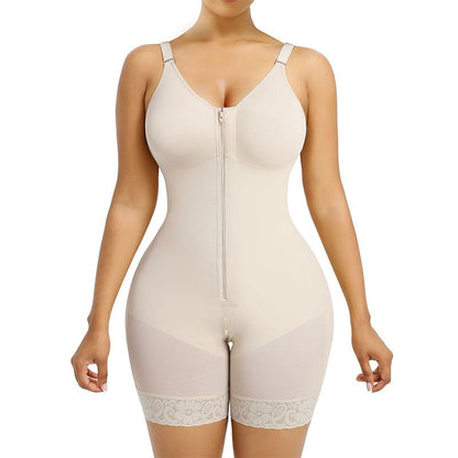 Women's Body Shaper - Tummy Control & Butt Lifter with Zippered Crotch and Removable Straps